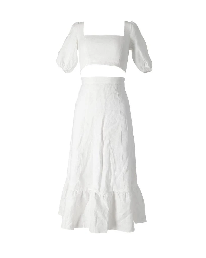 Reformation Yucca Top and Skirt Set in White Linen 1