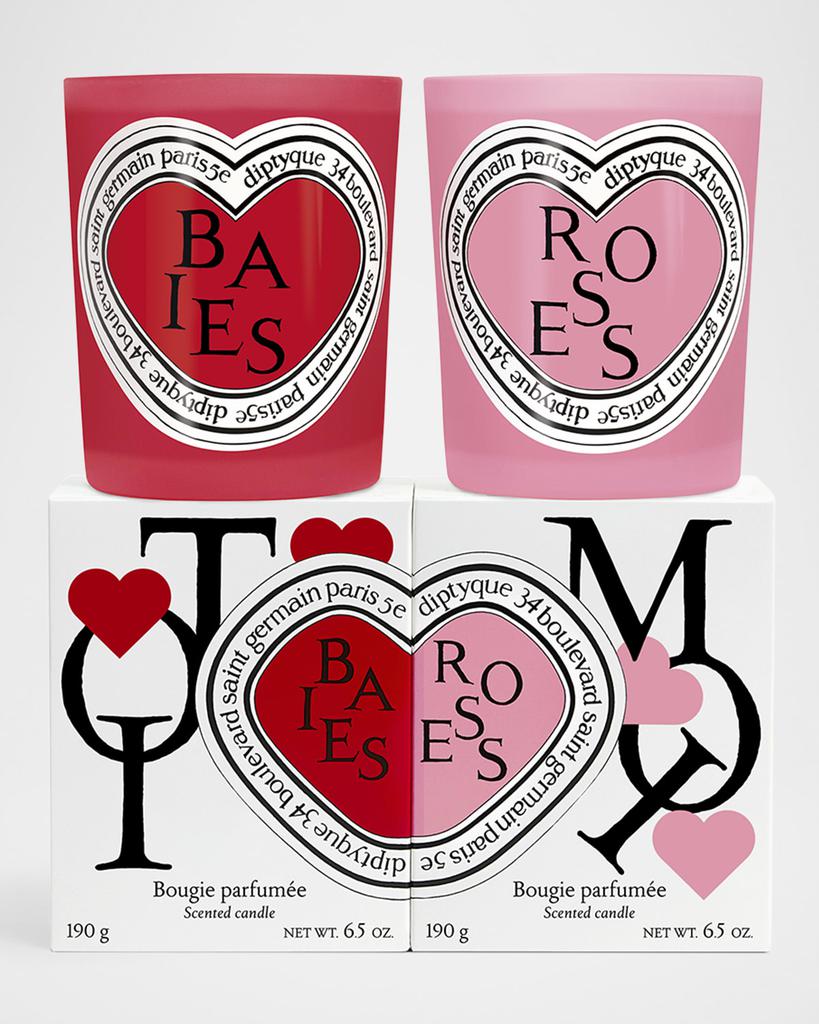 Diptyque Limited Edition Valentines Baies and Roses Duo Scented Candles, 2 x 6.7 oz.