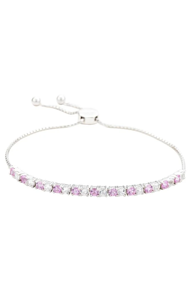 Suzy Levian Sterling Silver Pink Sapphire 
Lab Created White Sapphire Slider Bracelet