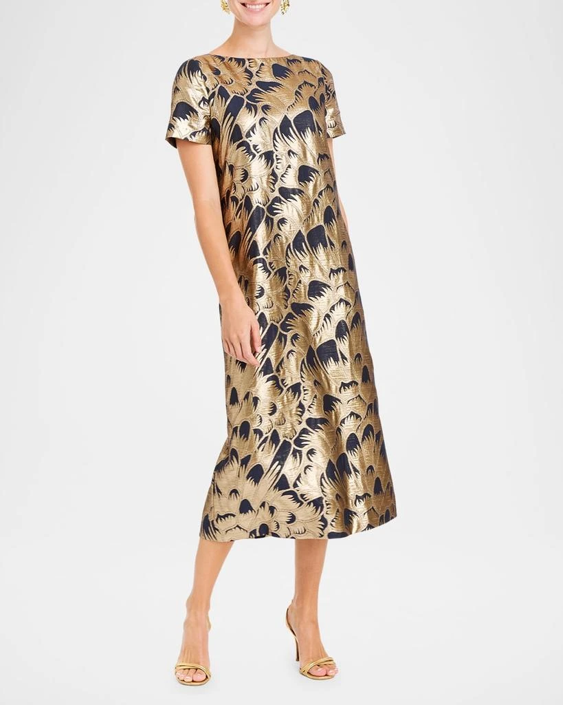 Mestiza New York Adria Metallic Jacquard Midi Shift Dress 2