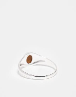 ASOS ASOS DESIGN sterling silver signet ring with semi-precious tigers eye stone in silver 2