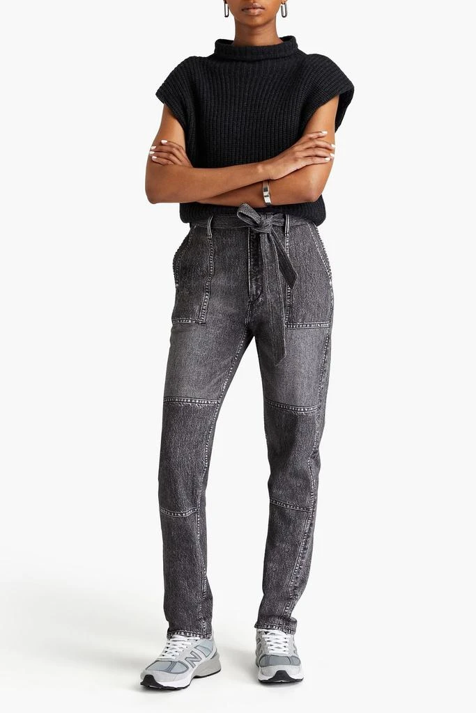 Rag & Bone Mia denim effect-print French cotton-terry tapered pants 2