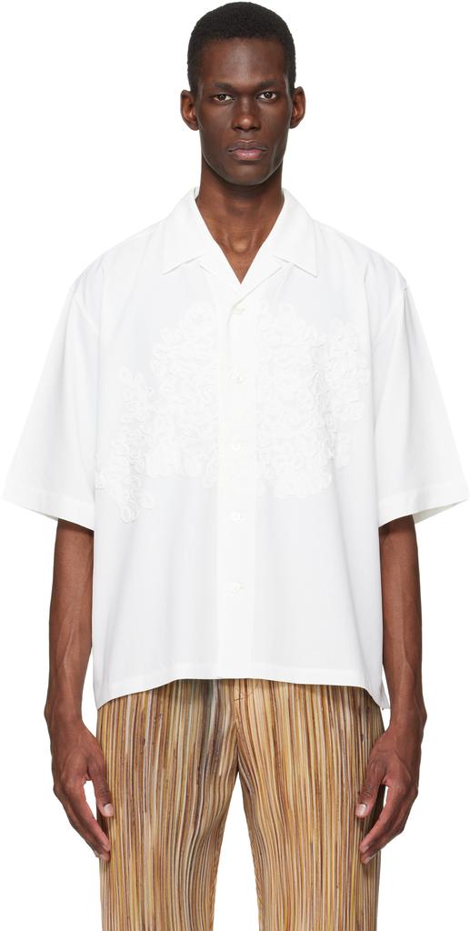 Homme Plissé Issey Miyake White Embroidery Press Shirt - Shirts