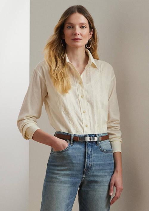 Ralph Lauren Ralph Lauren Lace Trim Cotton Voile Shirt