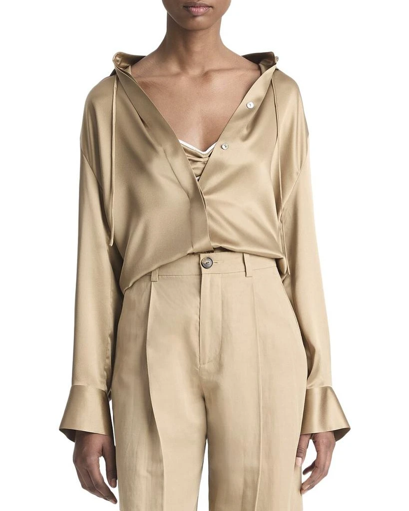 Vince Hooded Button-Down Silk Shirt 1