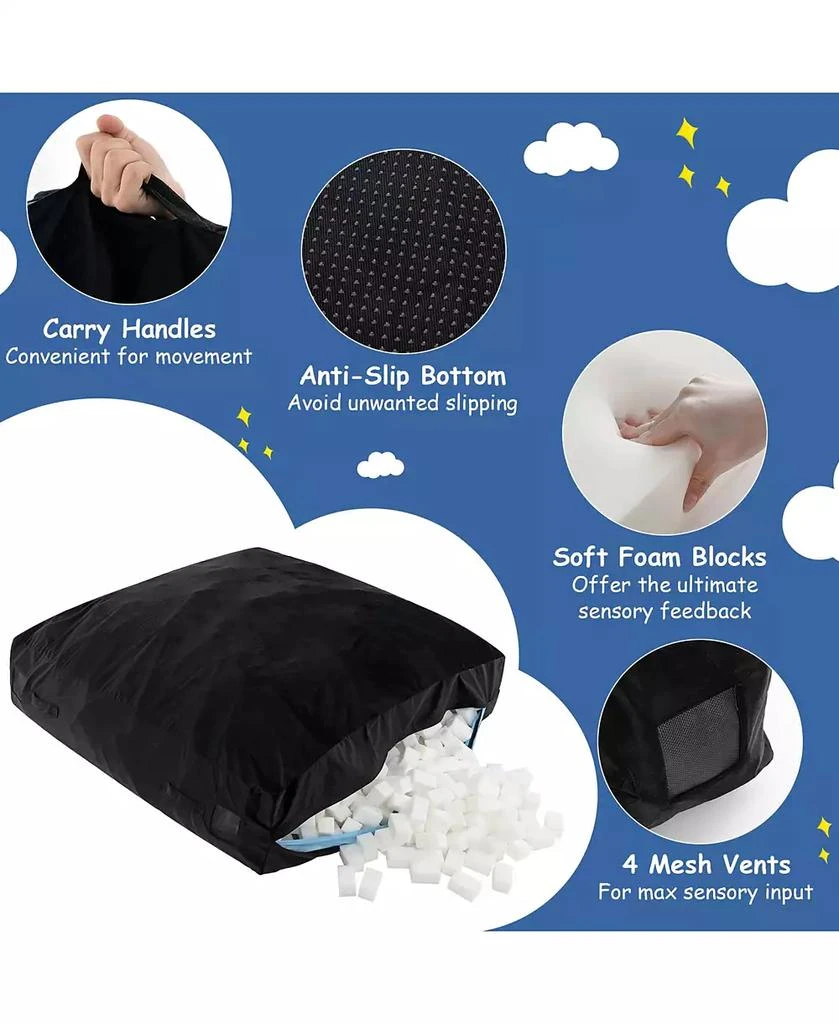 Costway 57" x 57" Crash Pad Sensory Mat with Foam Blocks & Washable Velvet Cover 9