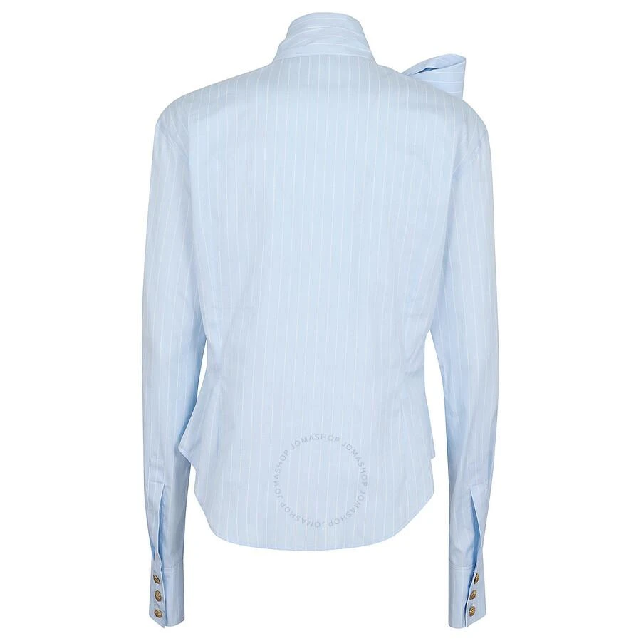 Balmain Pussy Bow Striped Cotton Popeline Shirt 2