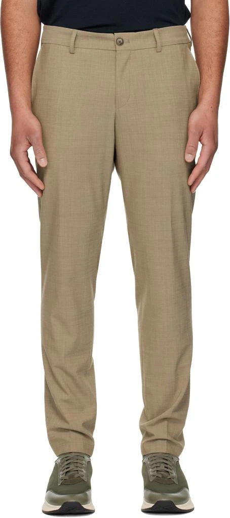 Hugo Boss Beige Washable Slim-Fit Wool Blend Trousers