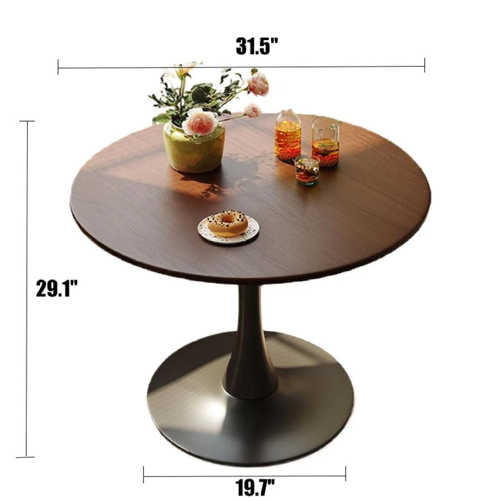 Streamdale Furniture Streamdale Walnut Round Dining Table, 31.5" Modern MDF 
Steel Kitchen Table 2