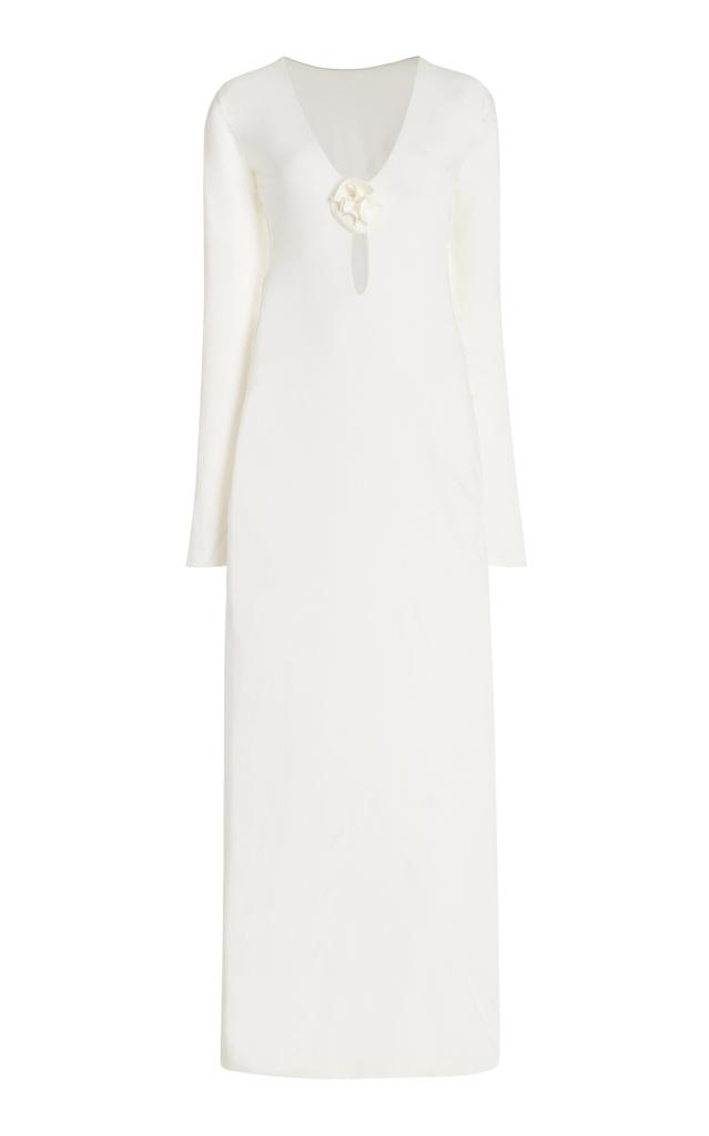 Maygel Coronel Maygel Coronel - Lucir Rosette-Detailed Jersey Maxi Dress - White - OS - Moda Operandi