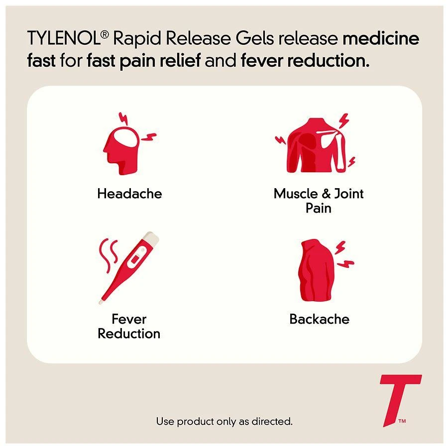 TYLENOL 500 Mg Acetaminophen Rapid Release Gels 8