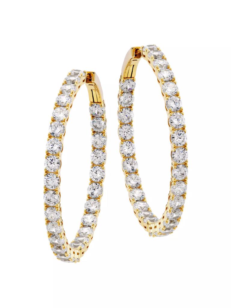 Adriana Orsini Tennis Perfect 18K Gold-Plated & Cubic Zirconia Inside-Out Hoop Earrings