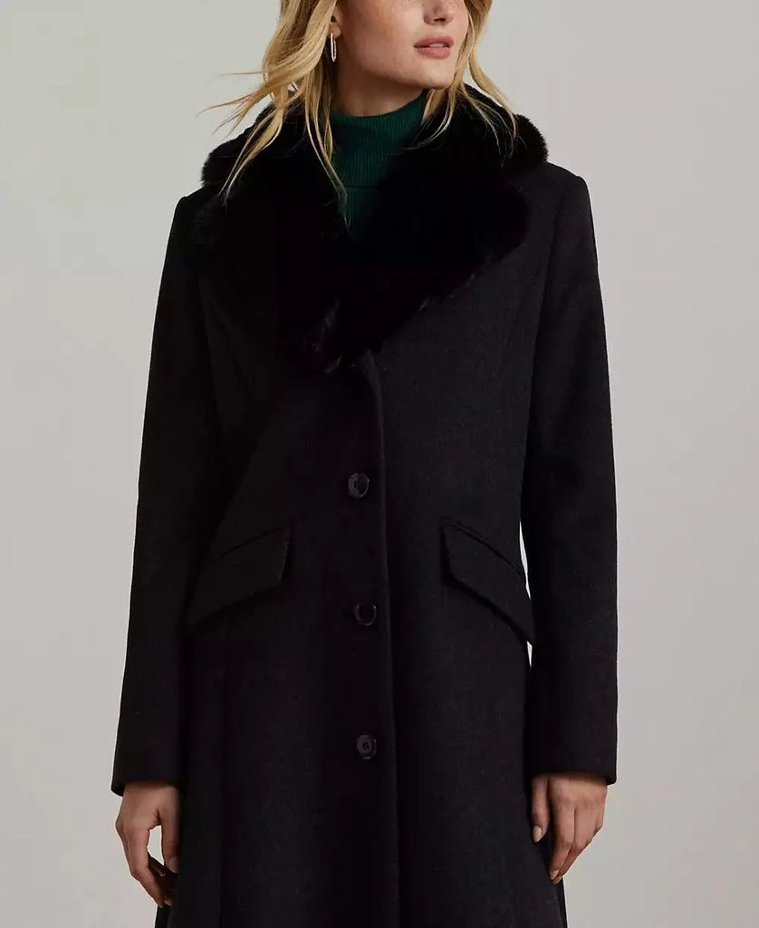 Ralph Lauren Women's Single-Breasted Faux-Fur-Collar Coat 4