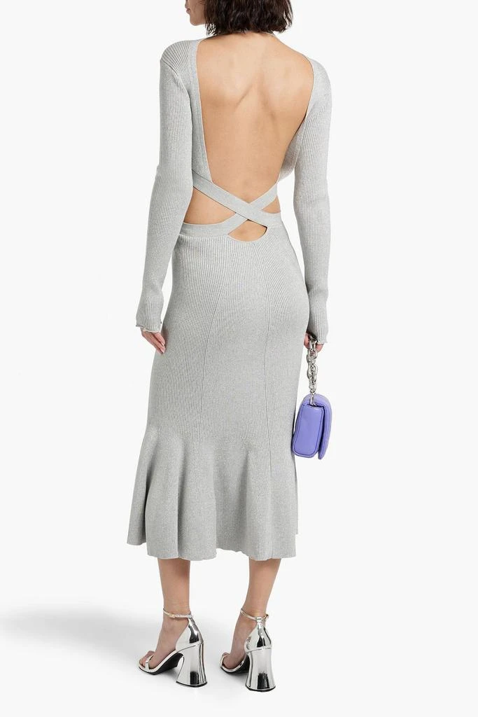 3.1 PHILLIP LIM Open-back metallic ribbed-knit midi dress 3