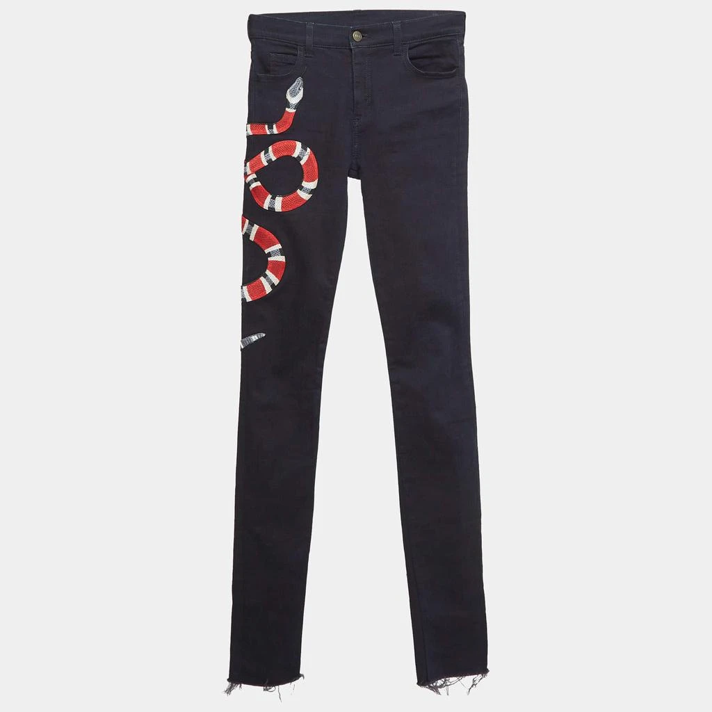Gucci Gucci Black Snake Applique Denim Skinny Fit Jeans S Waist 26" 1
