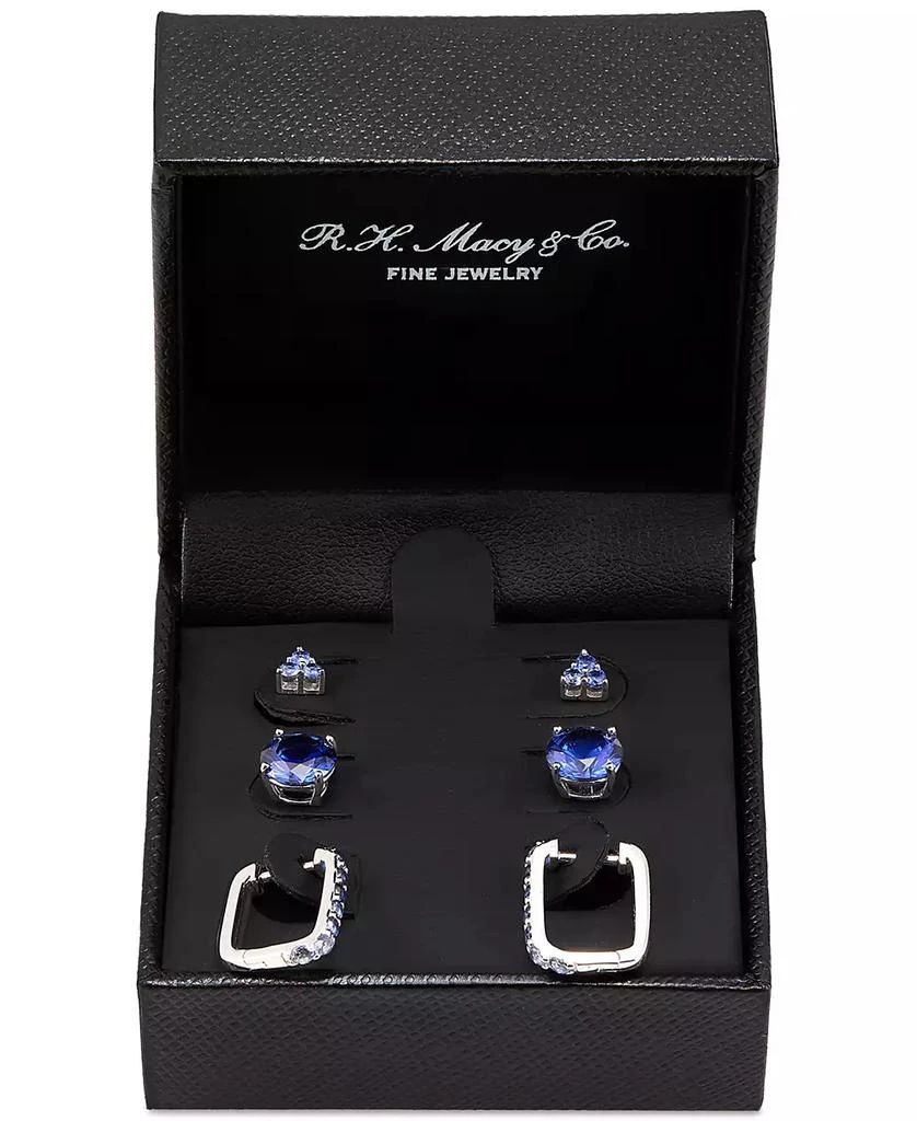 Macy's 3-Pc. Set Lab-Created Sapphire Stud & Hoop Earrings (3-3/4 ct. t.w.) in Sterling Silver 13