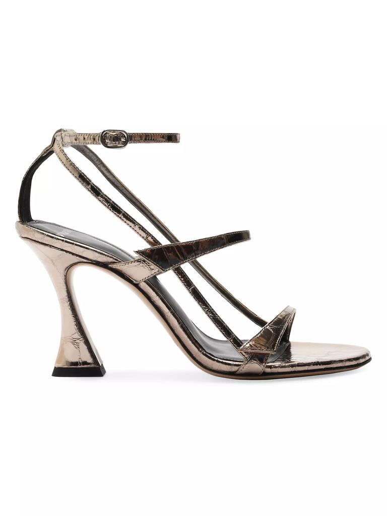 Alexandre Birman Tita 85MM Metallic Leather Cage Sandals