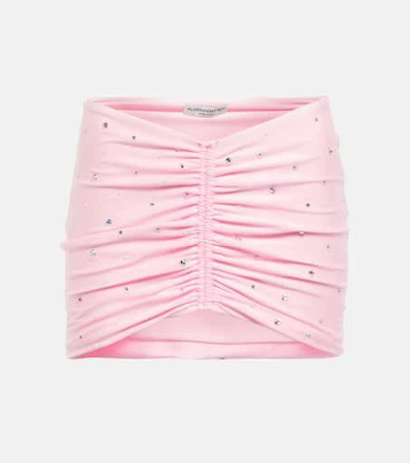 Alessandra Rich Crystal-embellished ruched miniskirt 1