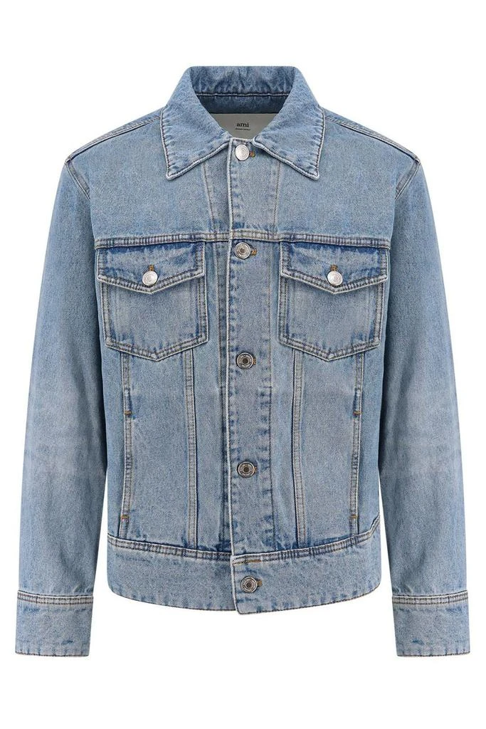 AMI AMI Paris Trucker Long Sleeved Denim Jacket 1