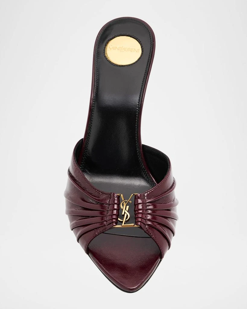 Yves Saint Laurent Babylone YSL Ruched Leather Mule Sandals 3