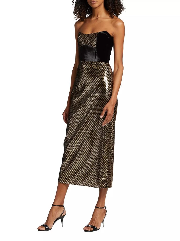 Borgo de Nor Luna Strapless Velvet & Sequin Midi-Dress 3