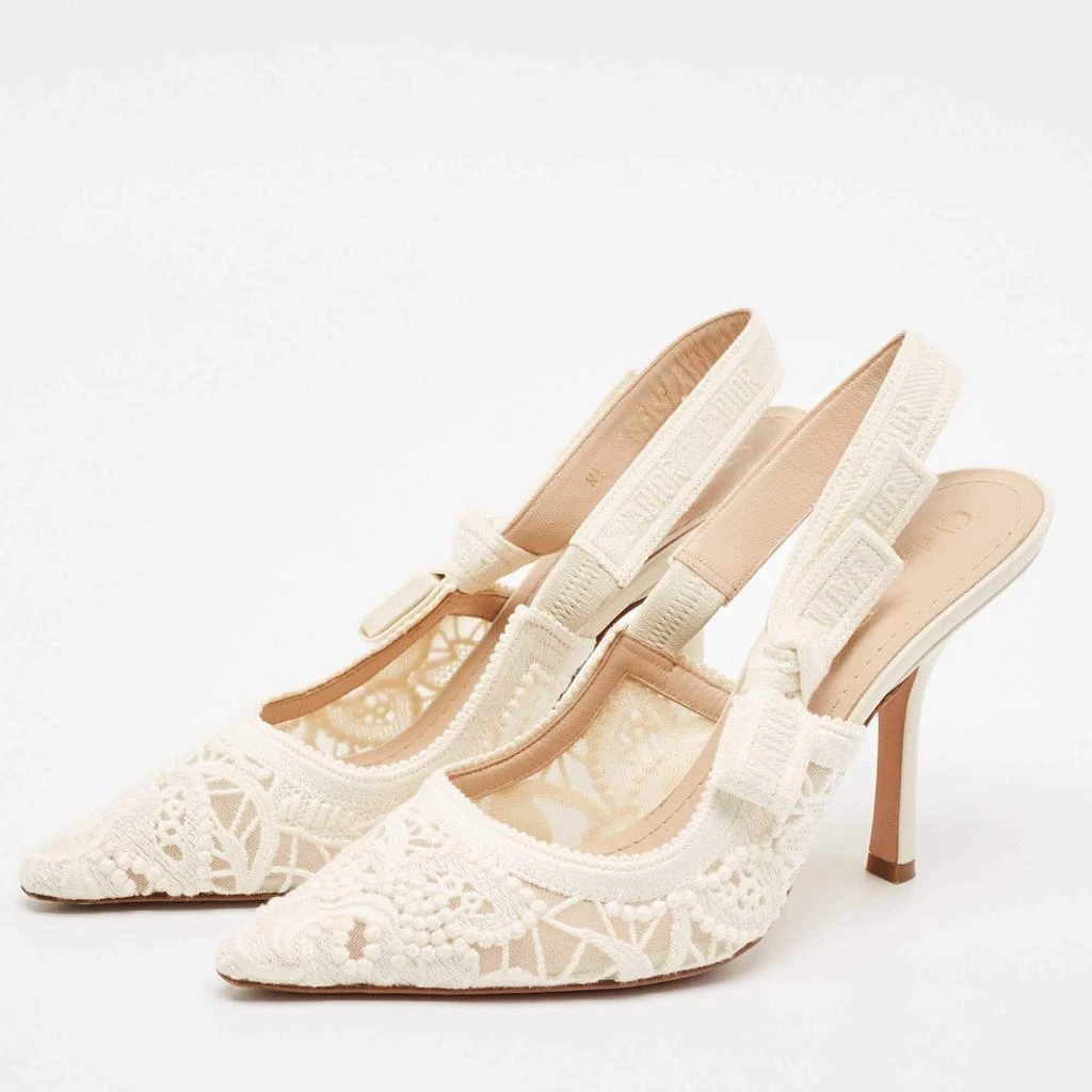 Dior Dior White Lace J'Adior Slingback Pumps Size 40 2