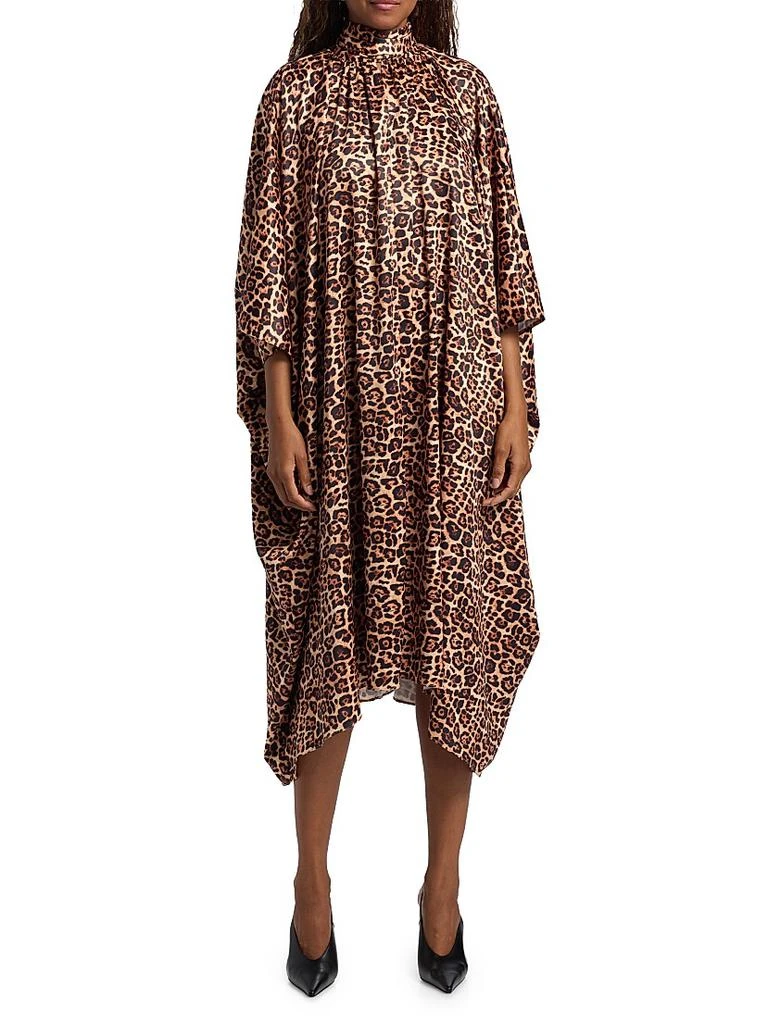 knee length dresses for ladies Sleek Leopard Print Lace And Satin Midi Dress