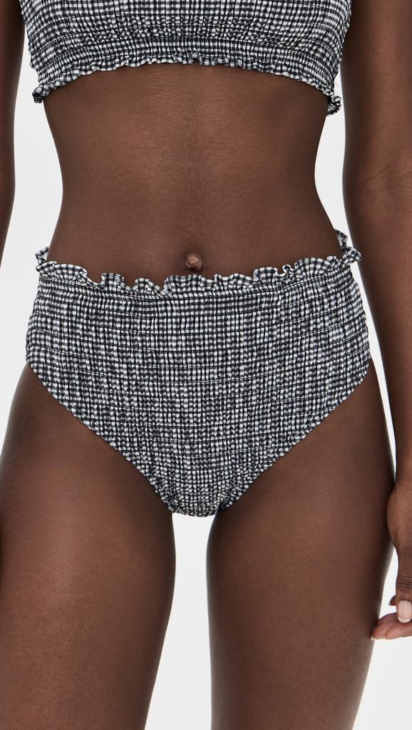Sea Slone Solid Smocked High Waisted Bikini Bottoms