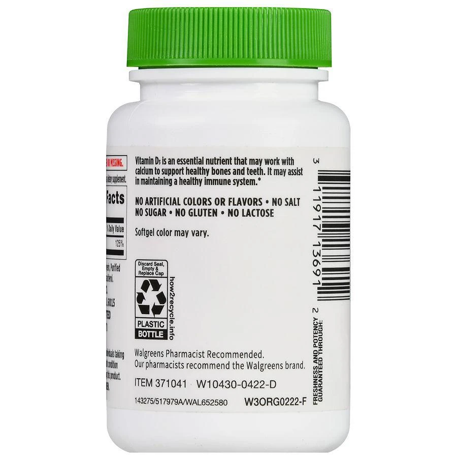 Walgreens Vitamin D3 25 mcg (1000 IU) Softgels (200 days) 3