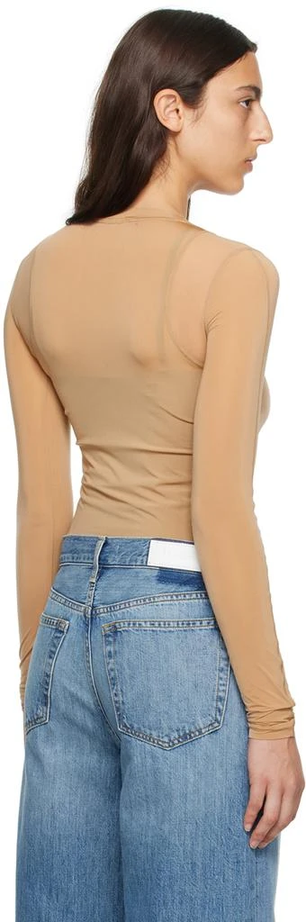 LVIR Beige Contrast Mesh Long Sleeve T-Shirt 3