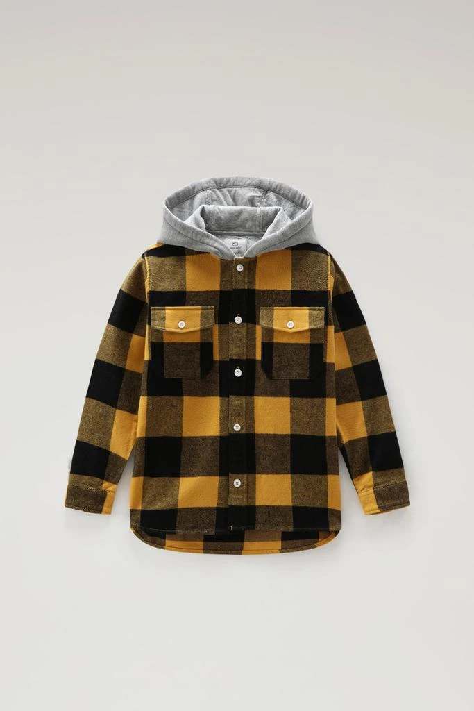 WOOLRICH Boys' Hooded Buffalo Check Overshirt - Boys - Yellow 1