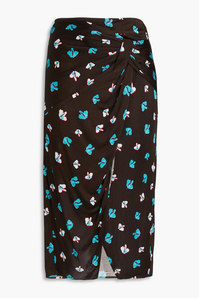 Diane von Furstenberg Garcel wrap-effect floral-print satin-jersey midi skirt
