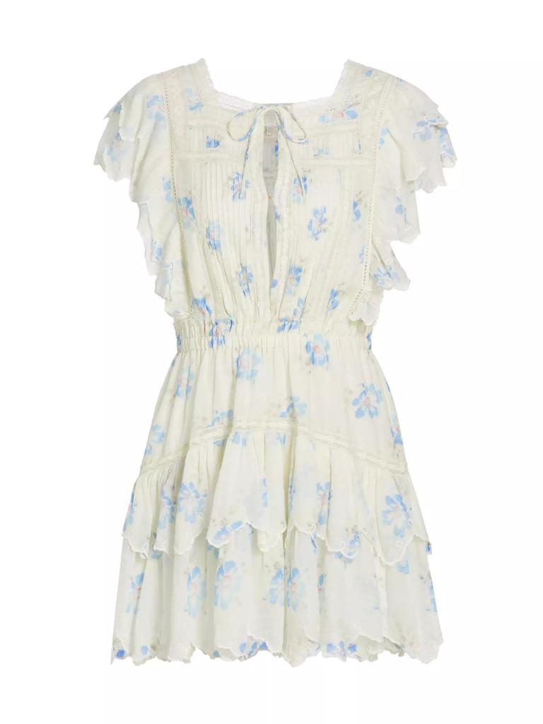 LoveShackFancy Darryl Pin-Tucked Floral Cotton-Blend Minidress