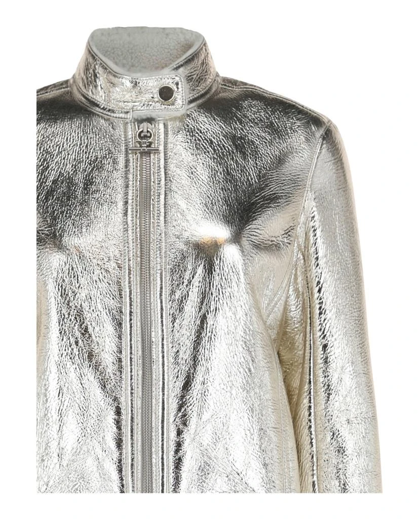 Salvatore Ferragamo Metallic Shearling Trimmed Bomber Jacket 3