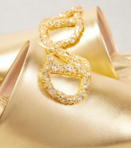 Valentino VLogo Signature metallic leather slides 5