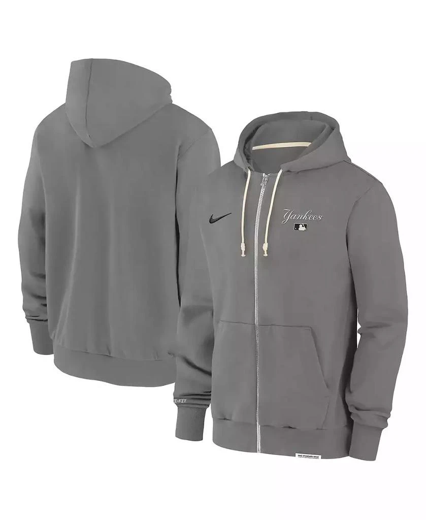 NIKE Men's Charcoal New York Yankees Authentic Collection Travel Performance Full-Zip Hoodie 1