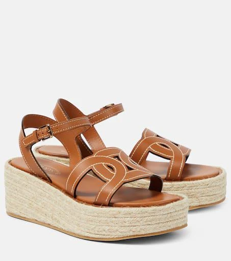 Tod's Kate leather espadrille wedges 1