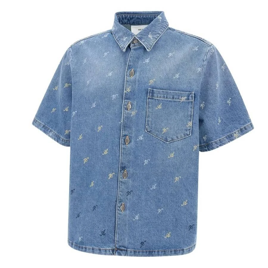 Axel Arigato Miles Logo Print Cotton Denim Shirt