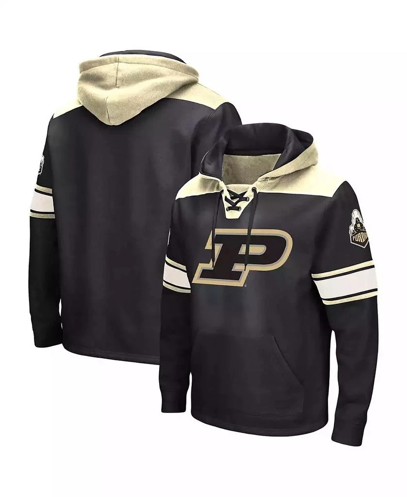 Colosseum Men's Black Purdue Boilermakers Big and Tall Hockey Lace-Up Pullover Hoodie 1