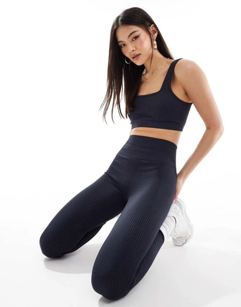ASOS ASOS 4505 Icon seamless rib gym legging in navy 2
