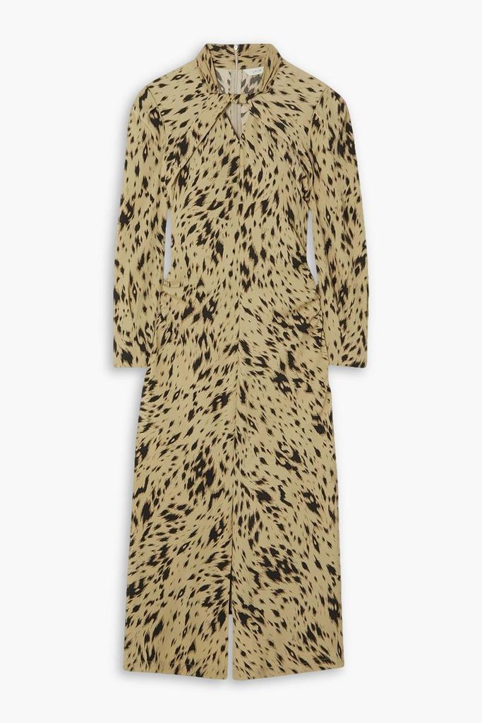 LVIR Twisted ruched leopard-print crepe midi dress