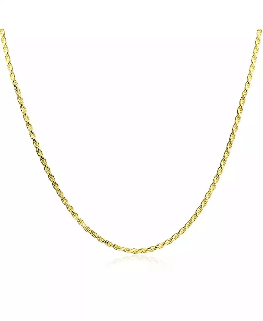 Bling Jewelry Strong 2MM Gold Plated .925 Sterling Silver Rope Cable Chain Necklace 20 Inch 3