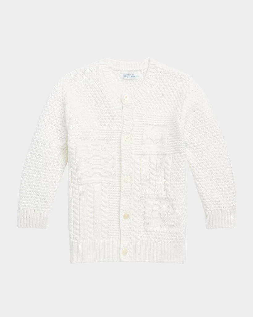 Ralph Lauren Girl's Cardigan W/ Bear Intarsia, Size 3M-24M 1