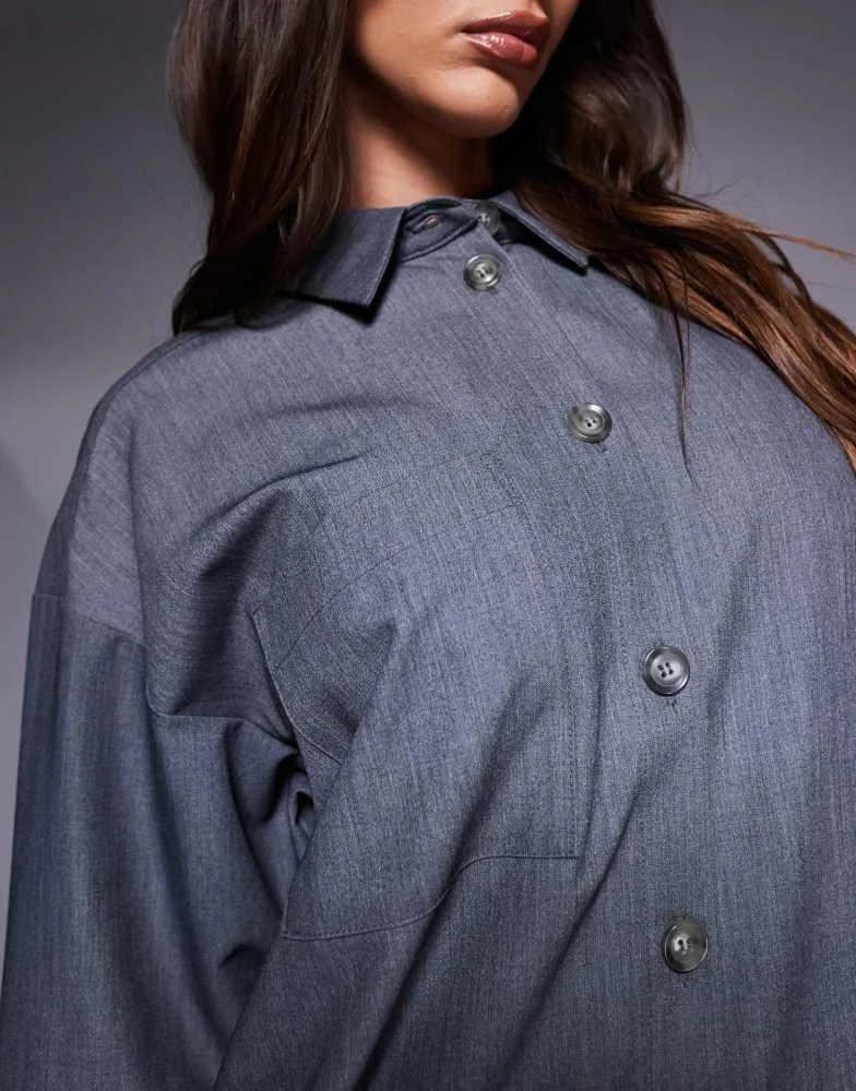 River Island River Island oversized shirt co-ord in grey 3