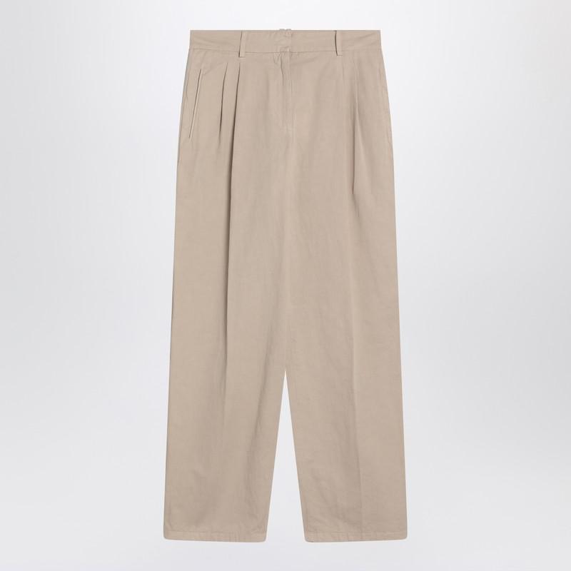 【関税&送料込】The Row Lilas Light Khaki Cotton And Linen T The Row The Row Lilas Light Khaki And Trousers - Leggings