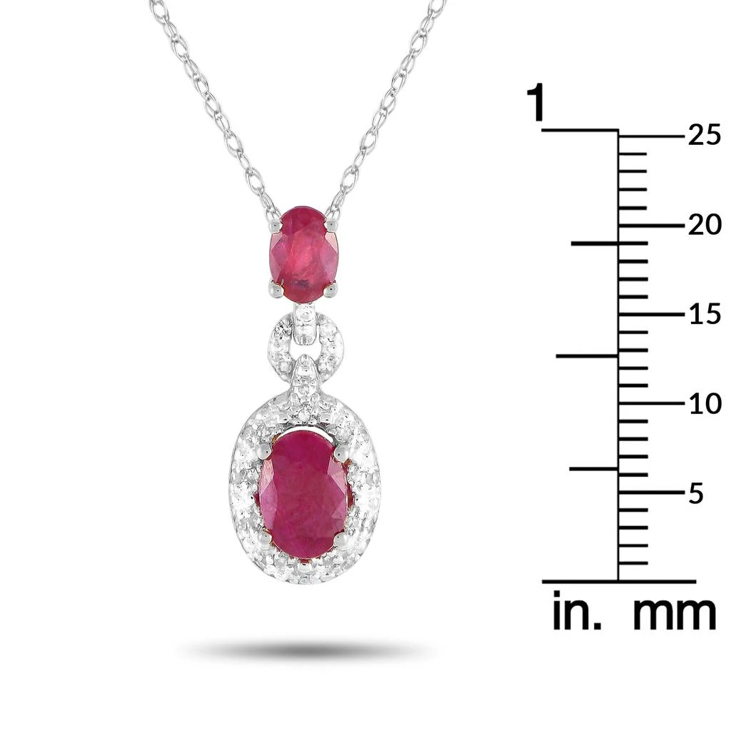 Non Branded 14K White Gold 0.08ct Diamond and Ruby Necklace PD4-16183WRU 4