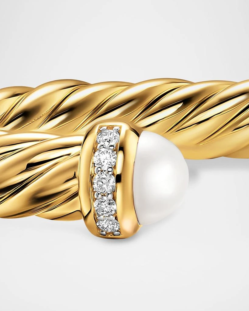 David Yurman Cablespira Flex Bracelet with Pearl and Diamonds in 18K Gold 6