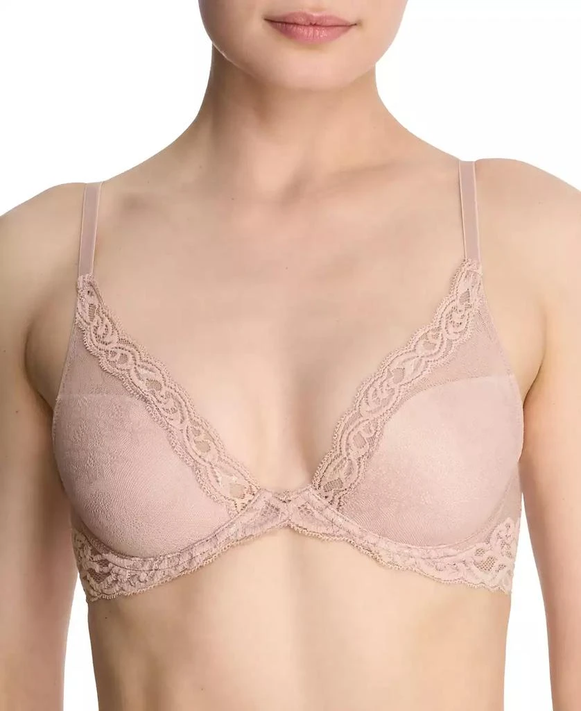 Natori Women
s Feathers Lace Contour Underwire Plunge Bra 730023 1