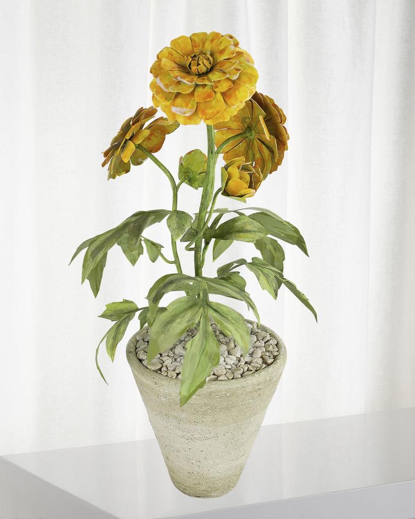 Tommy Mitchell Marigold October Birth Flower in White Terracotta Pot