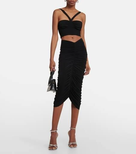Norma Kamali Shirred high-rise midi skirt 2